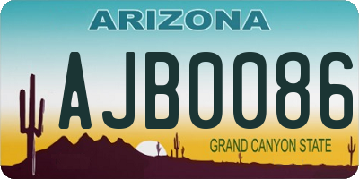 AZ license plate AJB0086