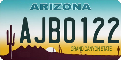 AZ license plate AJB0122