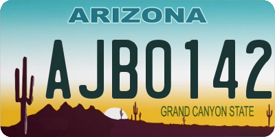 AZ license plate AJB0142