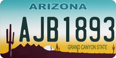 AZ license plate AJB1893