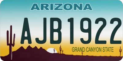 AZ license plate AJB1922