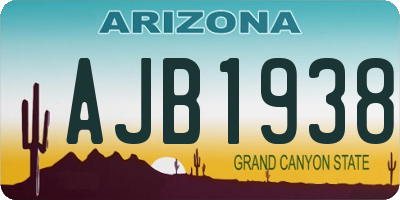 AZ license plate AJB1938