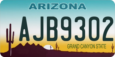 AZ license plate AJB9302