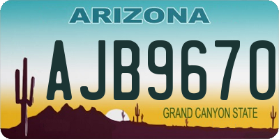 AZ license plate AJB9670
