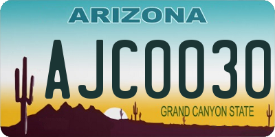AZ license plate AJC0030