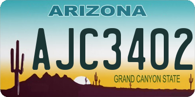 AZ license plate AJC3402