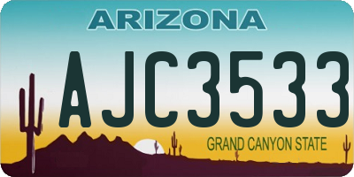 AZ license plate AJC3533