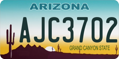 AZ license plate AJC3702