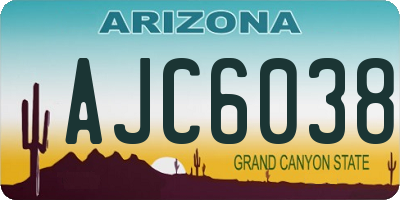 AZ license plate AJC6038