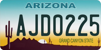 AZ license plate AJD0225