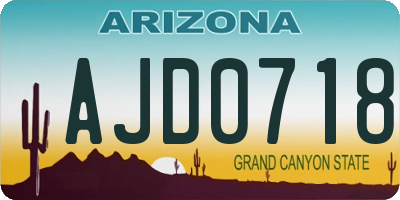 AZ license plate AJD0718