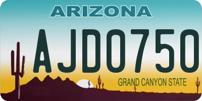 AZ license plate AJD0750