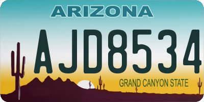 AZ license plate AJD8534