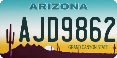 AZ license plate AJD9862