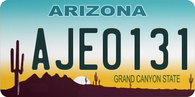 AZ license plate AJE0131