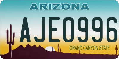 AZ license plate AJE0996