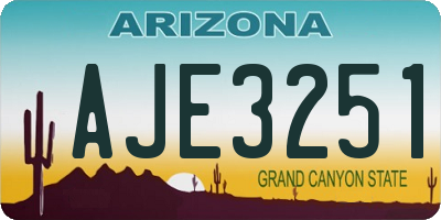 AZ license plate AJE3251