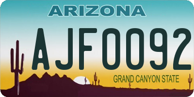 AZ license plate AJF0092
