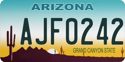 AZ license plate AJF0242