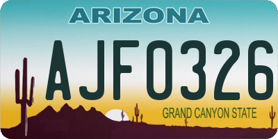 AZ license plate AJF0326