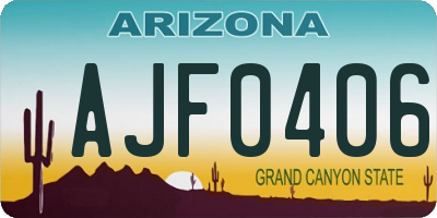 AZ license plate AJF0406
