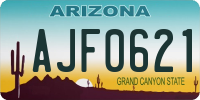 AZ license plate AJF0621