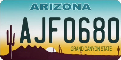 AZ license plate AJF0680