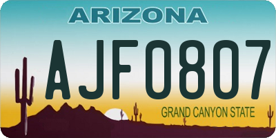 AZ license plate AJF0807