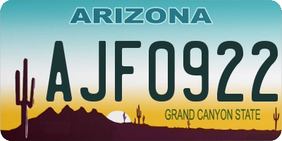 AZ license plate AJF0922