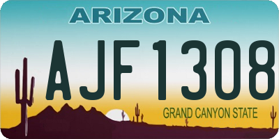 AZ license plate AJF1308