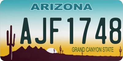 AZ license plate AJF1748