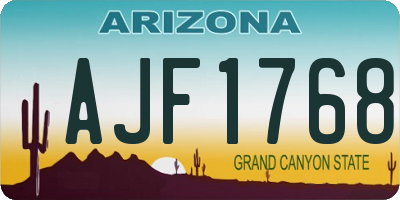 AZ license plate AJF1768