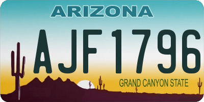 AZ license plate AJF1796