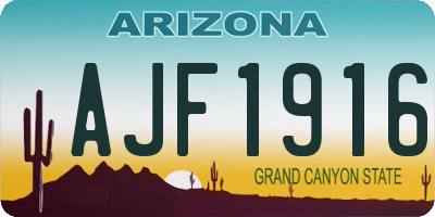 AZ license plate AJF1916