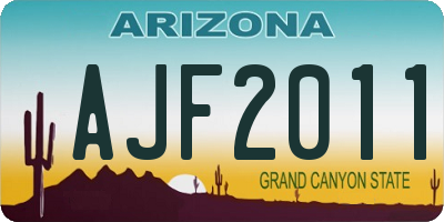 AZ license plate AJF2011