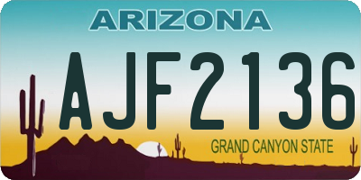 AZ license plate AJF2136