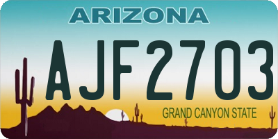 AZ license plate AJF2703
