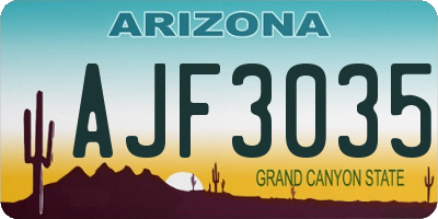 AZ license plate AJF3035