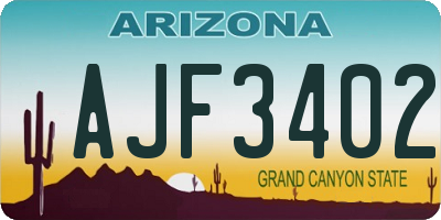 AZ license plate AJF3402