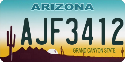 AZ license plate AJF3412