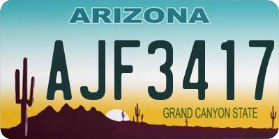 AZ license plate AJF3417