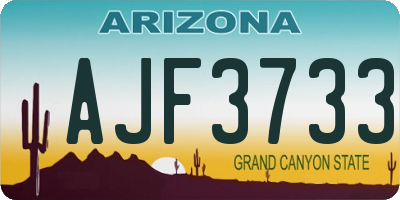 AZ license plate AJF3733