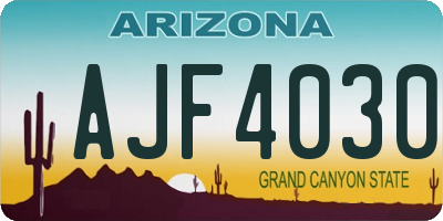 AZ license plate AJF4030