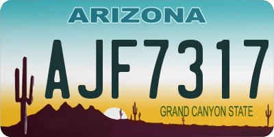 AZ license plate AJF7317
