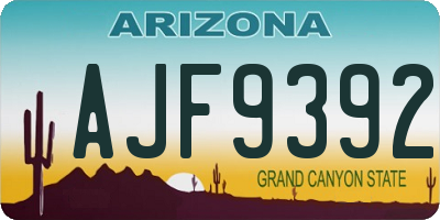 AZ license plate AJF9392