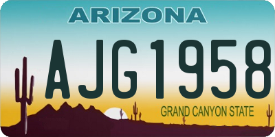 AZ license plate AJG1958