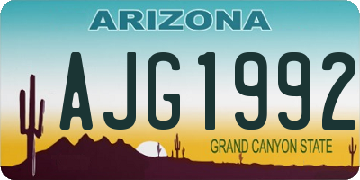 AZ license plate AJG1992