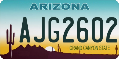 AZ license plate AJG2602