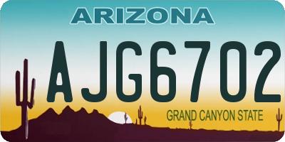 AZ license plate AJG6702