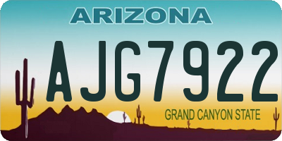 AZ license plate AJG7922